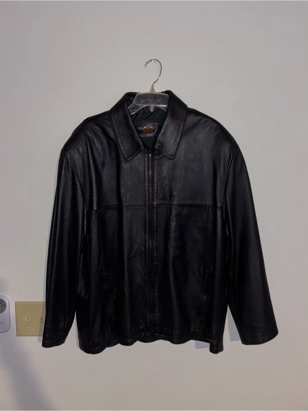 Women’s Black Leather Zip-Front Jacket